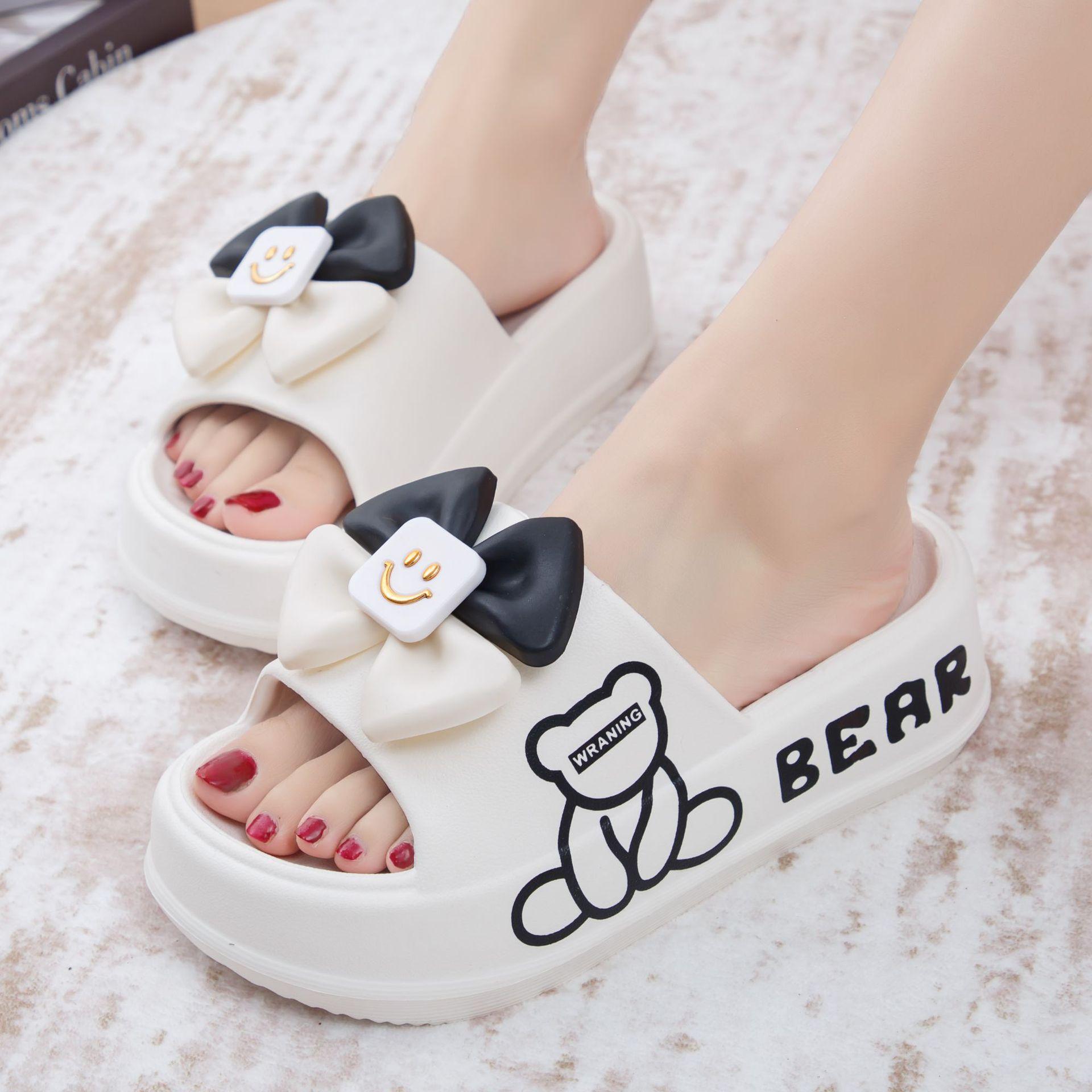 

Тапочки женские носят медведь смайлик бант летняя мода толстая подошва см тапочки из одного слова 40/41