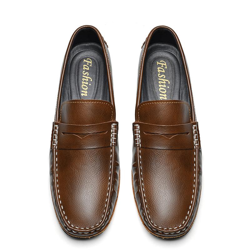 Fashion Trendy Fashion Outdoor Lazy Loafers Genuine Leather Men's Shoes 2025 New Summer New Driving Flat Casual Style Men's Dress Shoes
