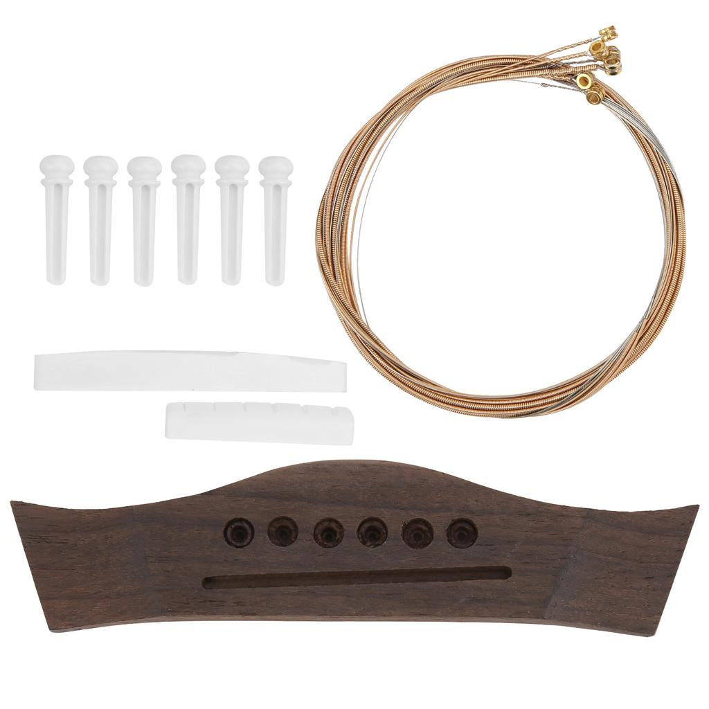 Guitar Bridge Set String Stud Bovine Bone Nut Saddle Stringed Instrument Replacement Parts
