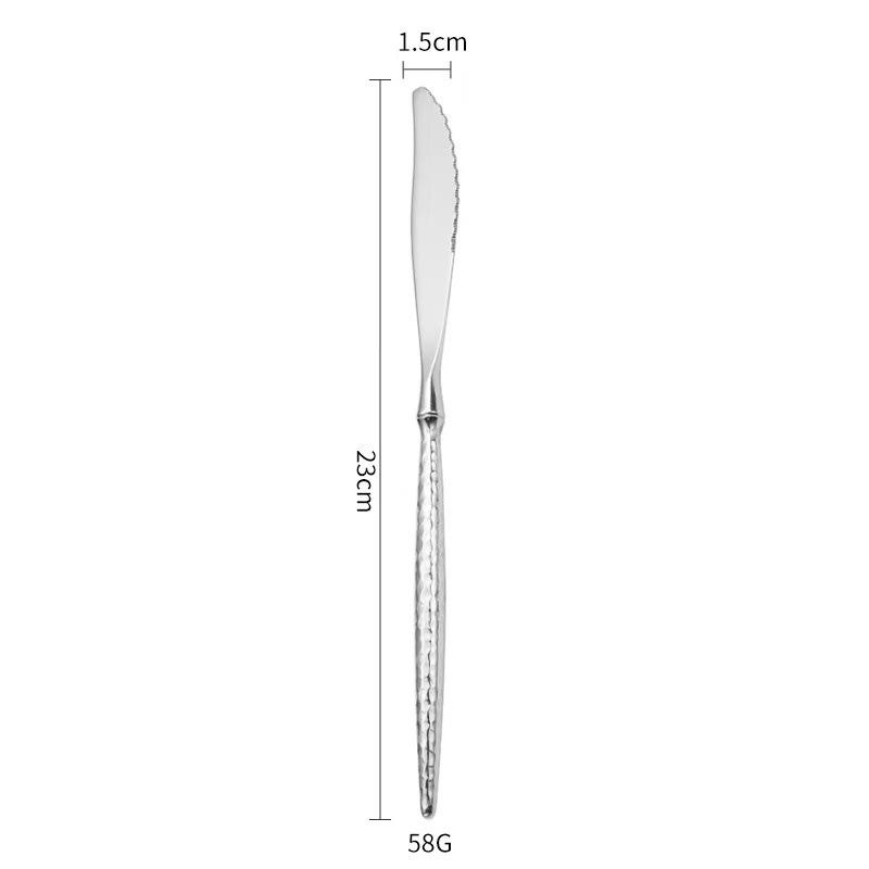 Ballet Hammer Pattern 304 Stainless Steel Cutlery Set: Steak Knife, Fork, Dessert Spoon - Thick, Durable Western Tableware for Hotels