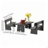 8 Pieces Dollhouse Coffee Table Set SmallScale Miniature with Chairs Textured Furniture for