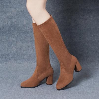 High-heeled Boots for Women's 2025 Autumn and Winter New British Style Pointed Thick Heels But Knee-high Women's Boots