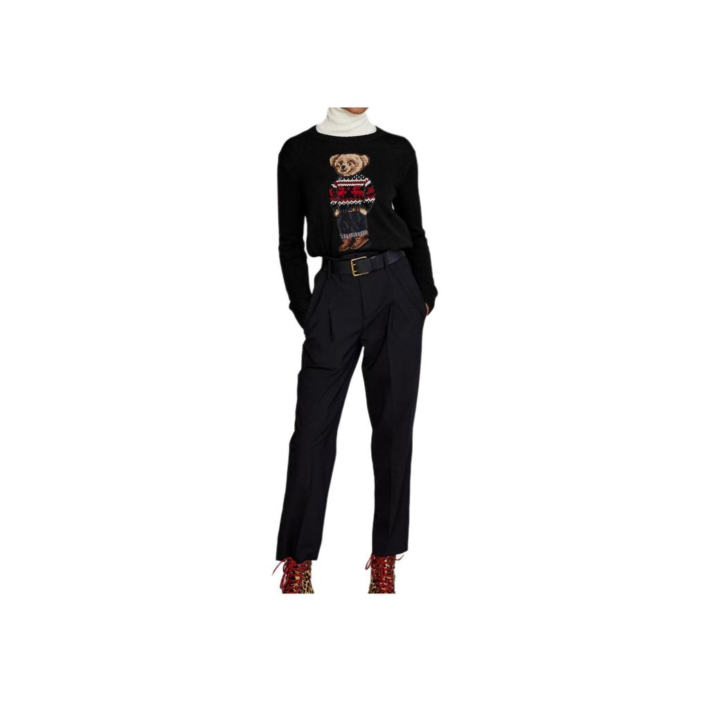 Polo Ralph Lauren Pattern Embroidered Pullover Crew Neck Sweater Women sweater Black 211847029-002