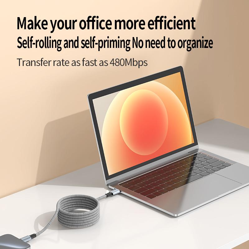 0.3m Magnetic Storage USB to Type-C 18W Fast Charging Cable 480Mbps Data Cord