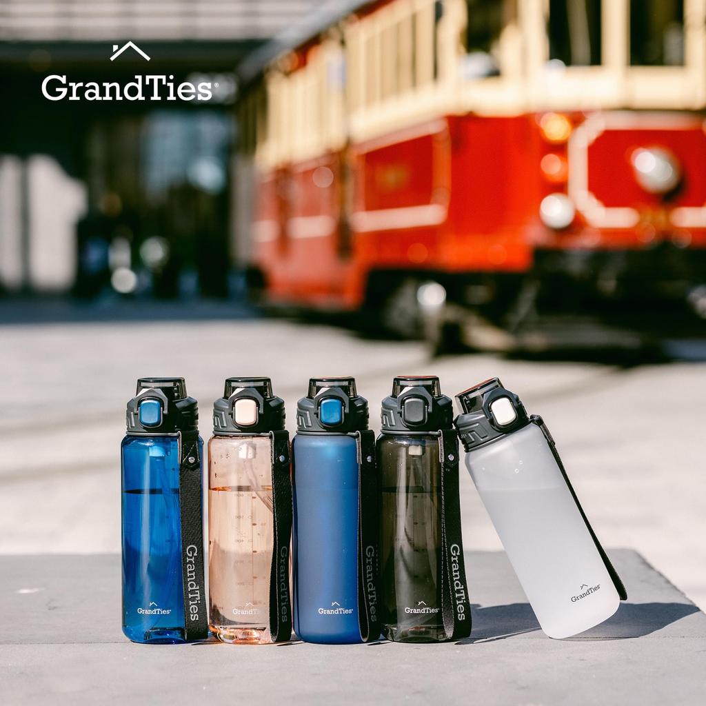 GRANDTIES Tritan Sports Water Bottle, 800ml, with a removable silicone straw, Tritan resin, leak-proof even upside down, one-push closure, and a