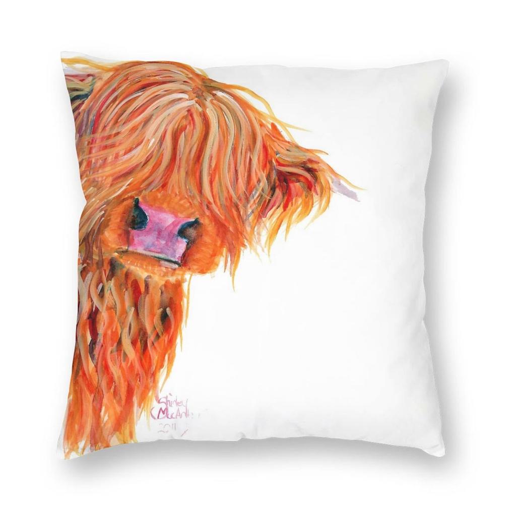 Hochlandrind-Print Schottische quadratische Kissenhülle Kissenbezug Polyester Kissen Reißverschluss Dekorative Komfort-Zierkissen für Zuhause Sofa