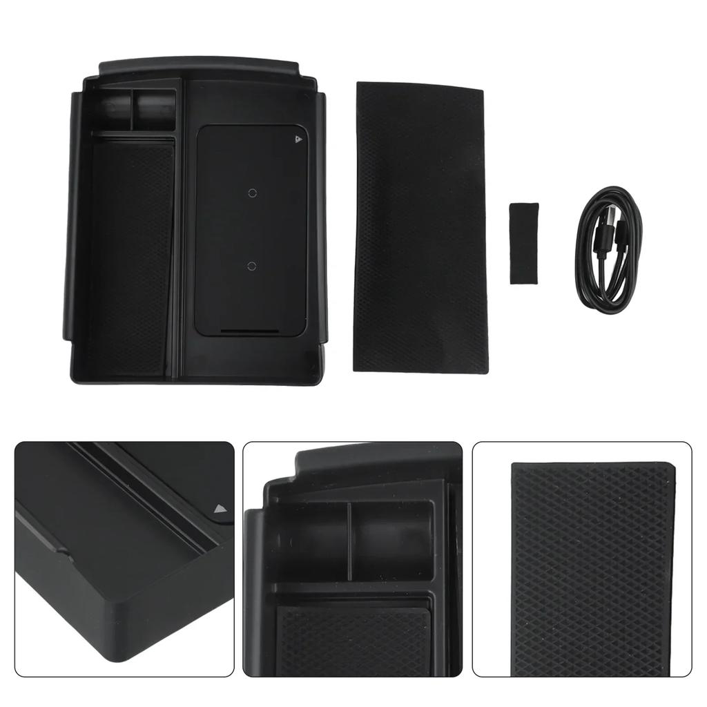 Car Console Armrest Storage Box Wireless Charger For Tesla For Model X For Model S 2016 -2020 Storage Box Power Cord Accessories