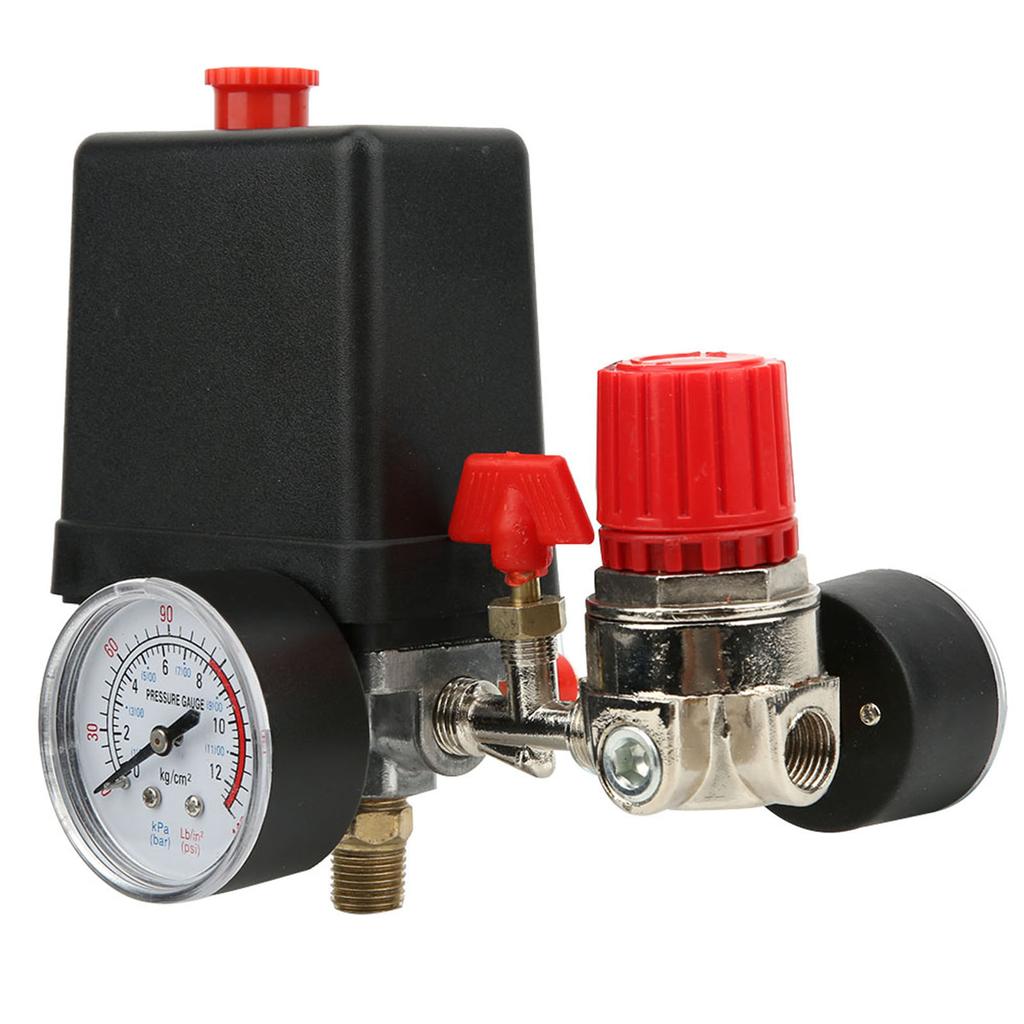 Pressure Valve Switch 4 Holes Manifold Relief Regulator Gauges Air Compressor Accessories