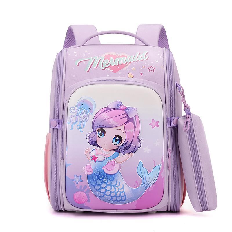 Adorable Lightweight Nylon School Backpack For Kids Grades 1 To 6 With Spacious Capacity