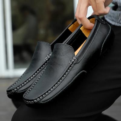 Mocasines Transpirables de Cuero Genuino Mocasines Casuales Zapatos de Cuero Para Hombres Slip On Formal Italianos Para Conducir Planos