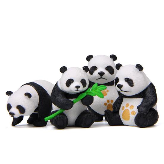 4Pcs Compact Eye-catching Decorative Long Lasting Childlike Panda Model Figure Toy Desk Ornament Statue