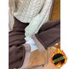 American Retro Coffee Brown Velvet Wide-Leg Women's High-Waist Jeans - Autumn/Winter Trendy Loose Fit