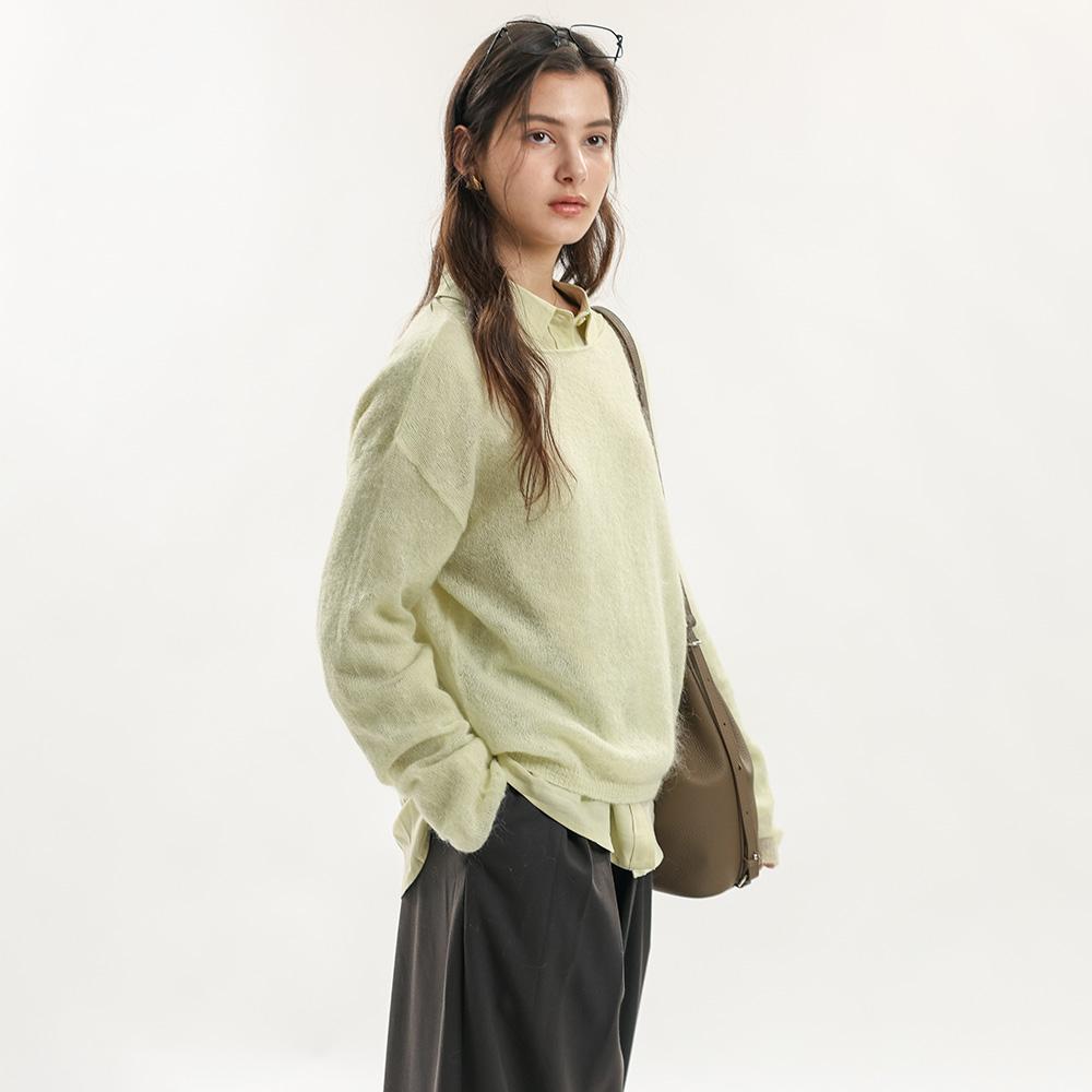 WEDNESDAY DELIGHT Wd_Minimal Round Neck Knit Top_2Color