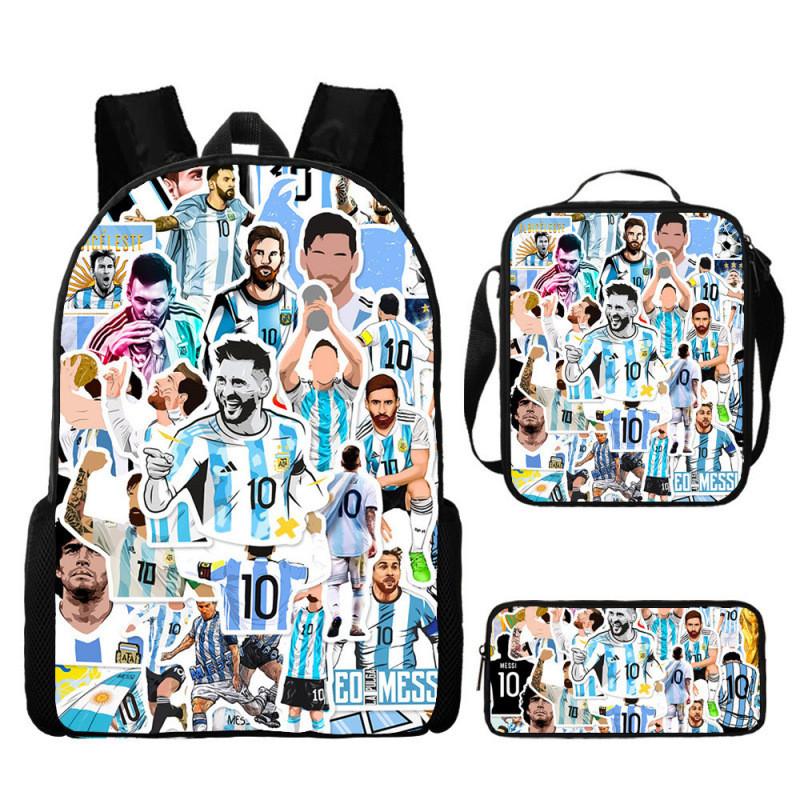 Školní batohový set Messi Fotbalová hvězda z nylonového materiálu pro školní použití a ukládání