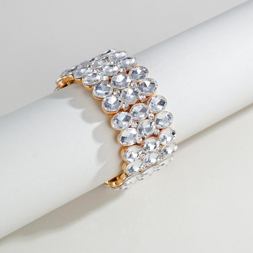 Mode Persönlichkeit Ab Bunte Elastische Große Armband Legierung Glas Armband Frauen Braut Schmuck