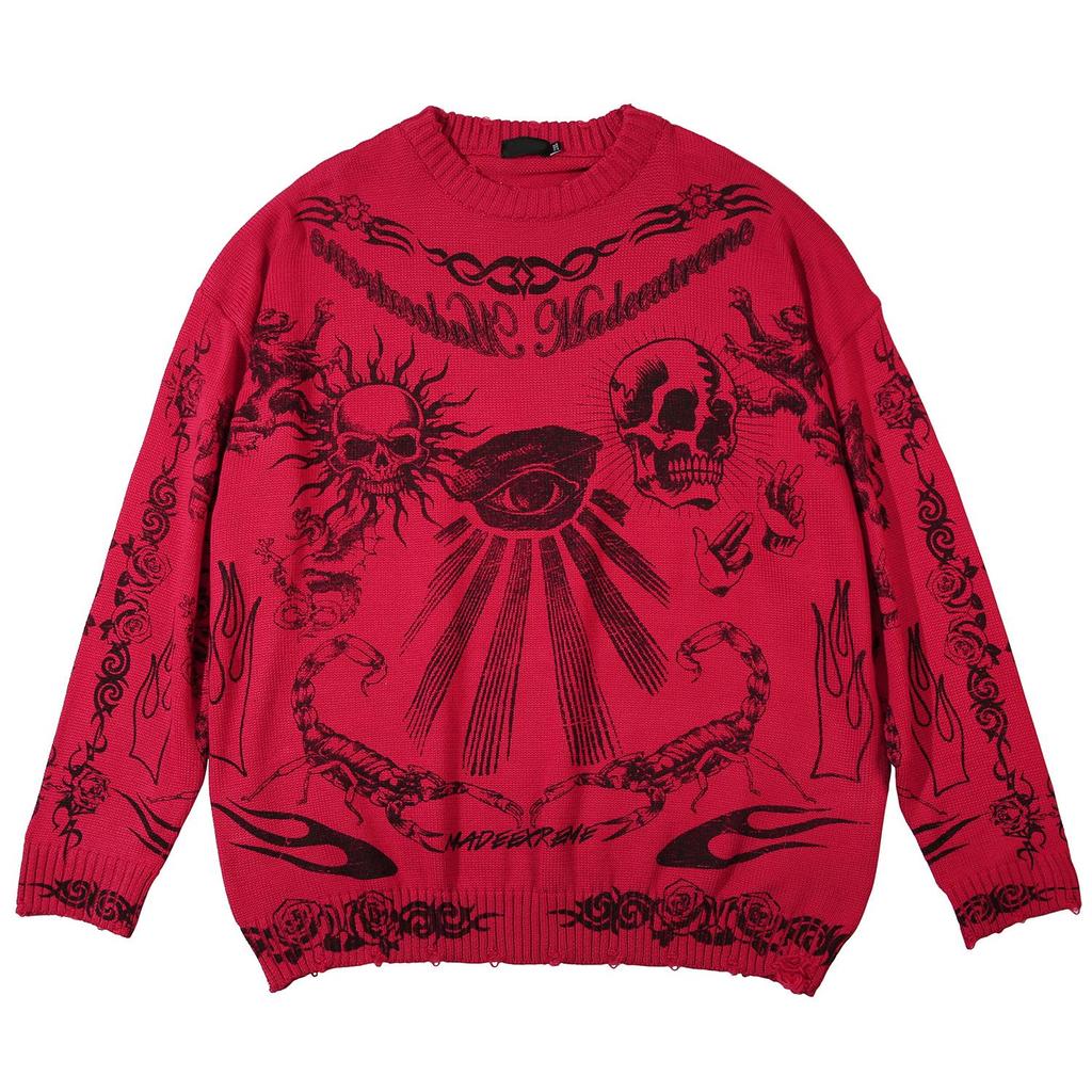 Unisex svetr Rose Eye Scorpion s roztrhaným pulovrem