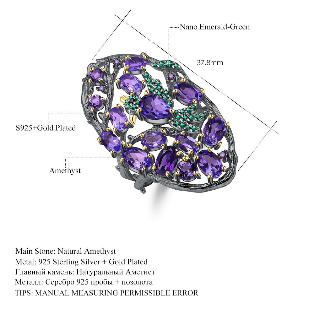 

Оригинальное дизайнерское кольцо с драгоценными камнями «Птицы в джунглях», кольцо из стерлингового серебра 925 пробы с натуральным топазом