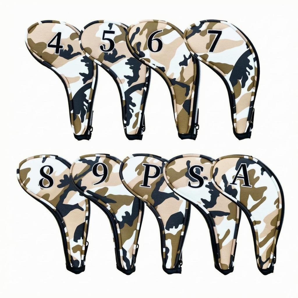 9 Pieces Tough Golf Iron Headcover with Zipper Waterproof