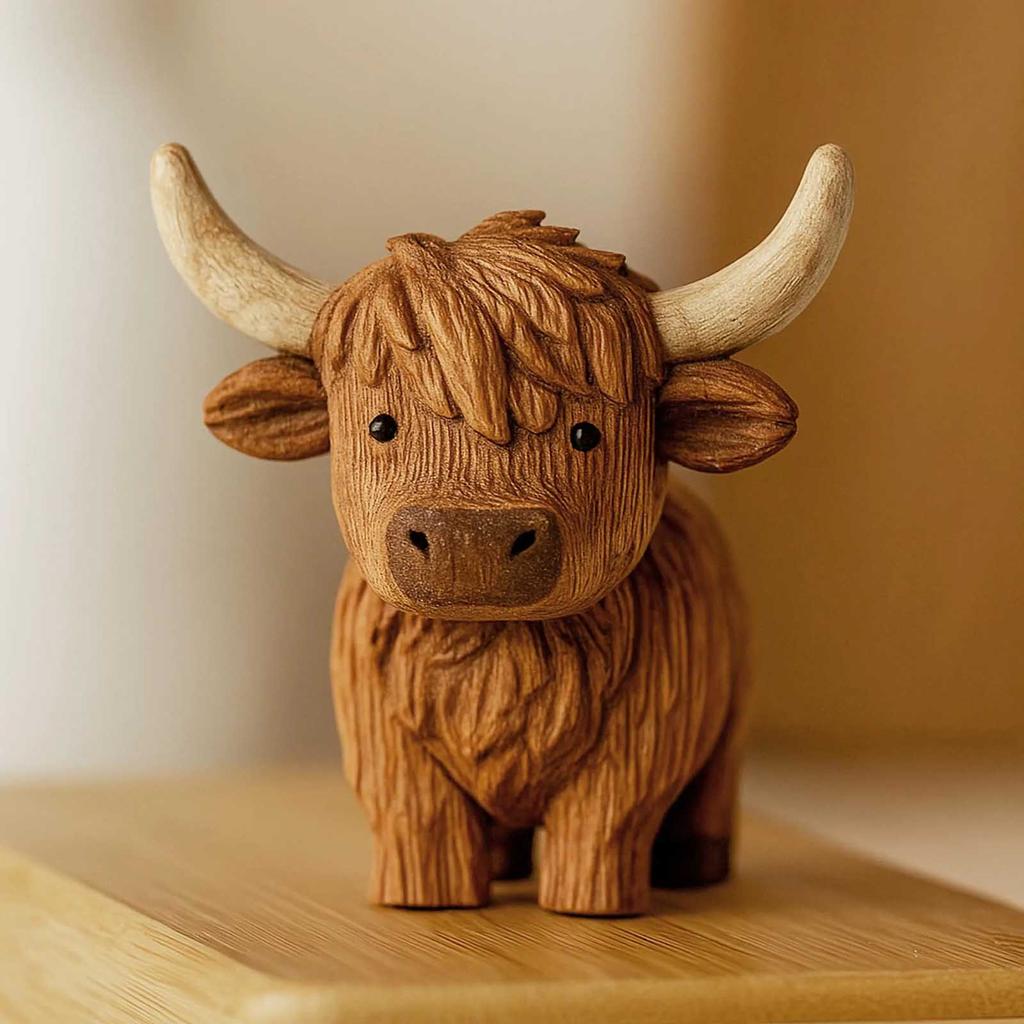 Resin Cattle Sculpture, Cute Scottish Cow Decor, Animal Statue For Home, Desk, Shelf, Nursery, Rustic Decorati