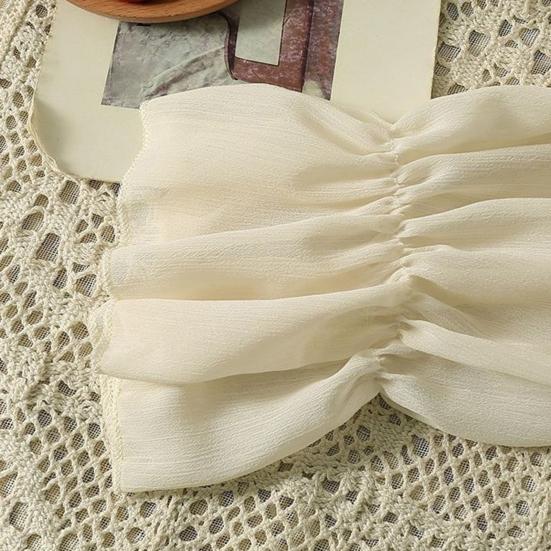 Cardigan in chiffon con scollo a V, lacci, camicia leggera, colore unito, bordo con volant, estivo, sottile, protezione solare, da indossare tutti i giorni