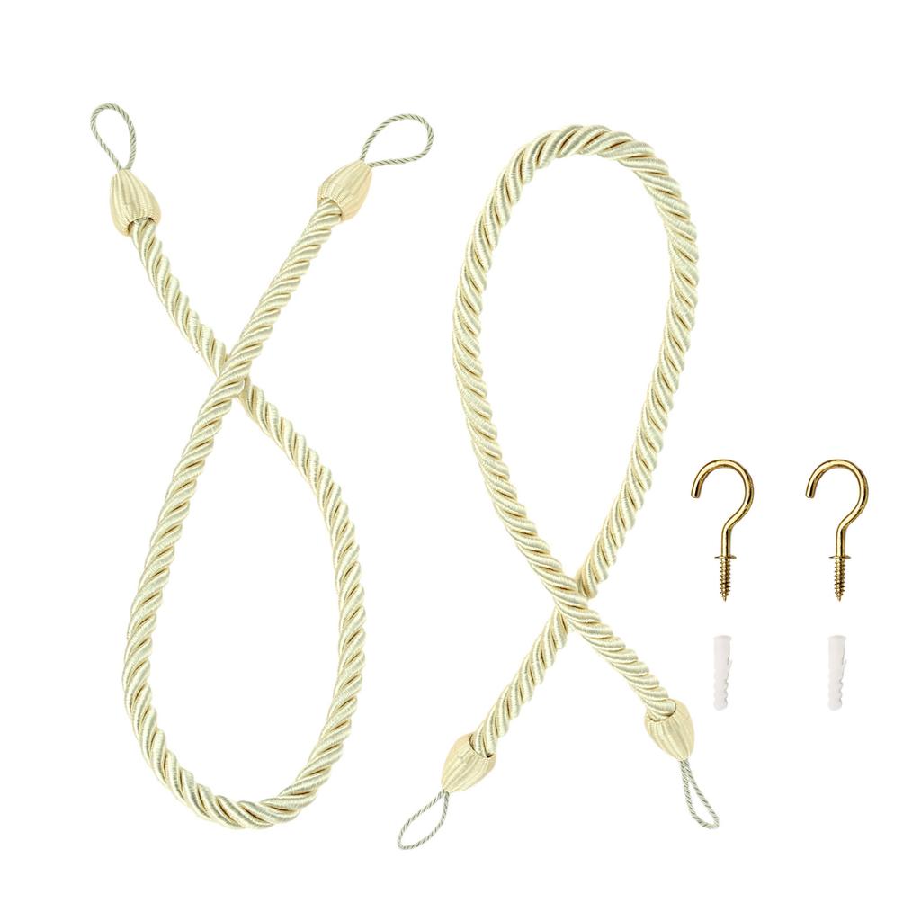 2pcs Curtain Rope Tiebacks +Hook Expansion Tube Drapery Holdbacks 65cm Buckle Holder Home Decor Yellow/Gray/Black/Brown/White
