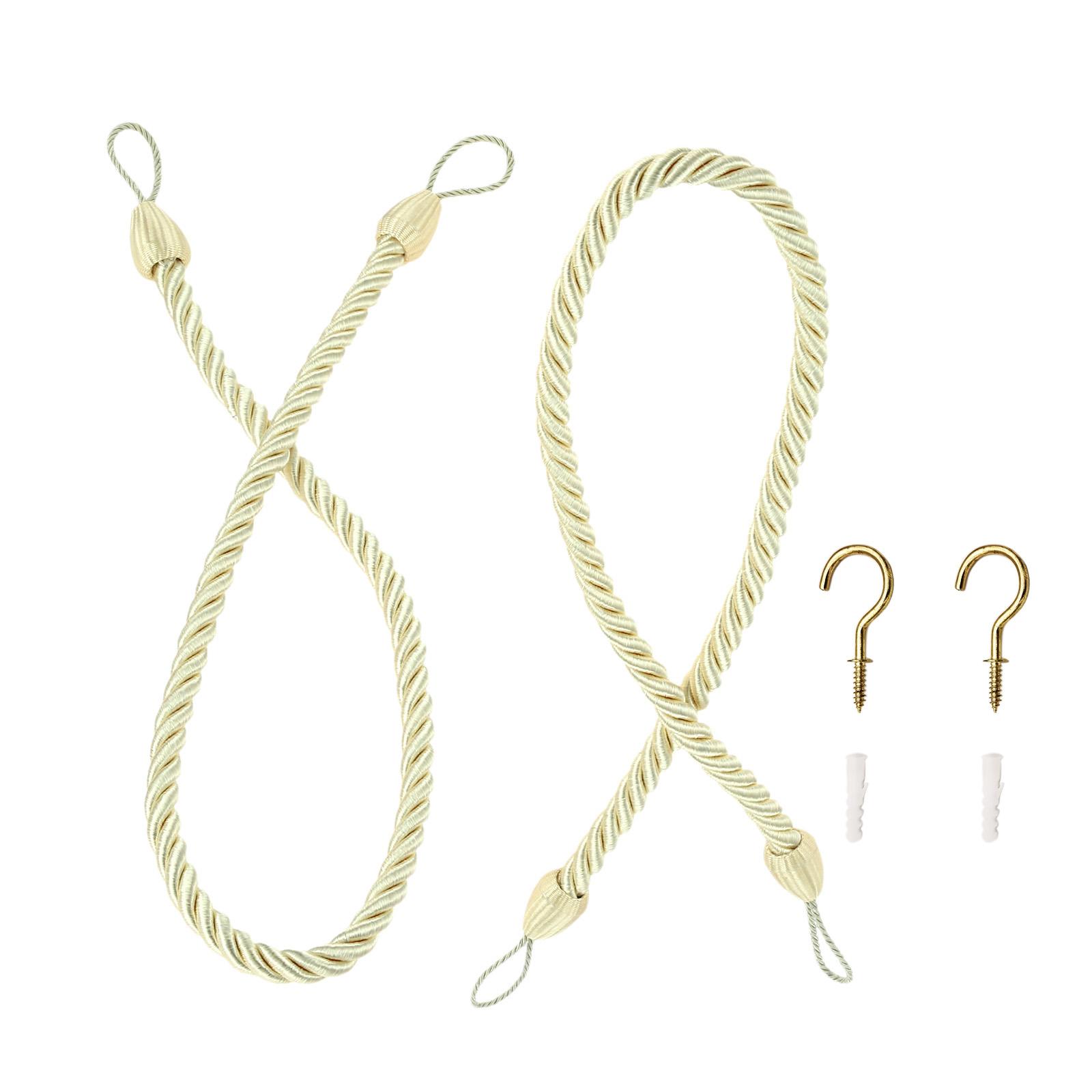 

2pcs Curtain Rope Tiebacks +Hook Expansion Tube Drapery Holdbacks 65cm Buckle Holder Home Decor Yellow/Gray/Black/Brown/White жёлтый