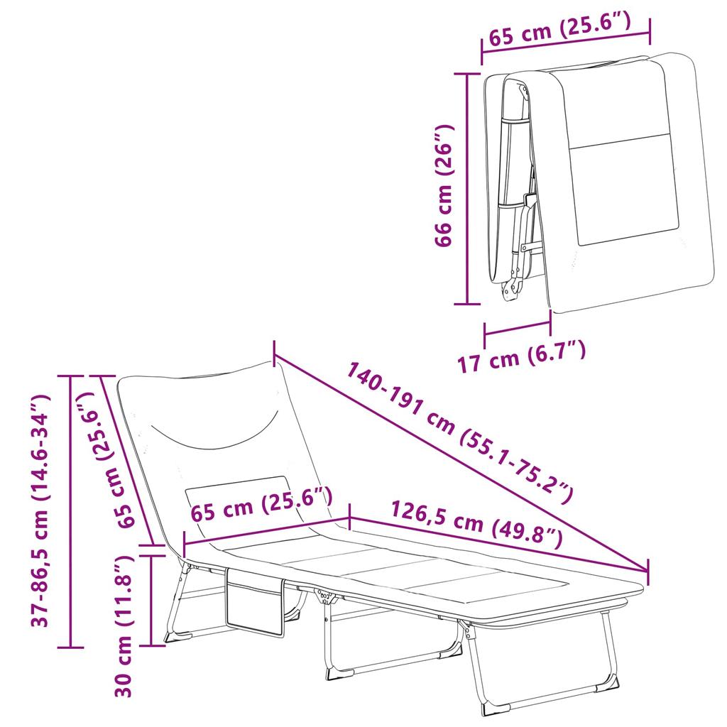 Folding Sun Lounger with Cushion Anthracite