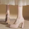 Elegant French Style Women's High Heels 2025 New Round Toe Ultra Thick Platform Non Slip Fiberglass Sole Comfortable For Adults