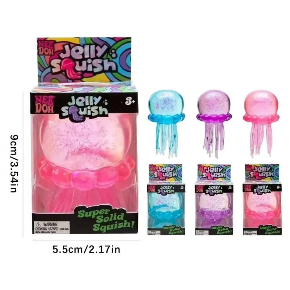 Needoh Transparent Glitter Jellyfish Squishy Toy Super Soft Tpr Squeeze Stress Ball Sensory Fidget Toy For Anxiety Relief