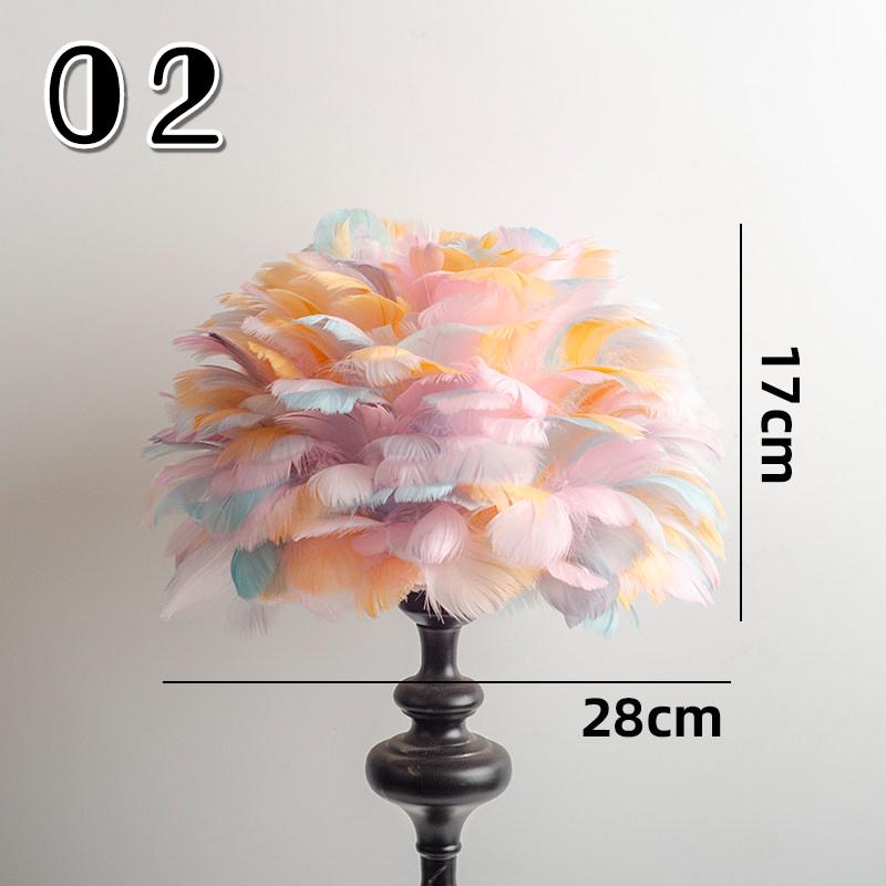 European Style Feather Lampshade Luxury Cloth Art Bedroom  Bedside Desk Lamp Cover Nordic Hotel Home Decor Feather Light Cover