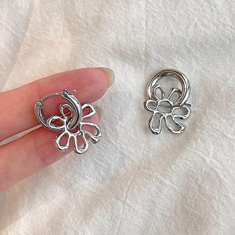 Copper Flower Metal Alloy Ear Buckle Dopamine Sweet Earrings Girls Birthday Party Friendship Zircon Gifts
