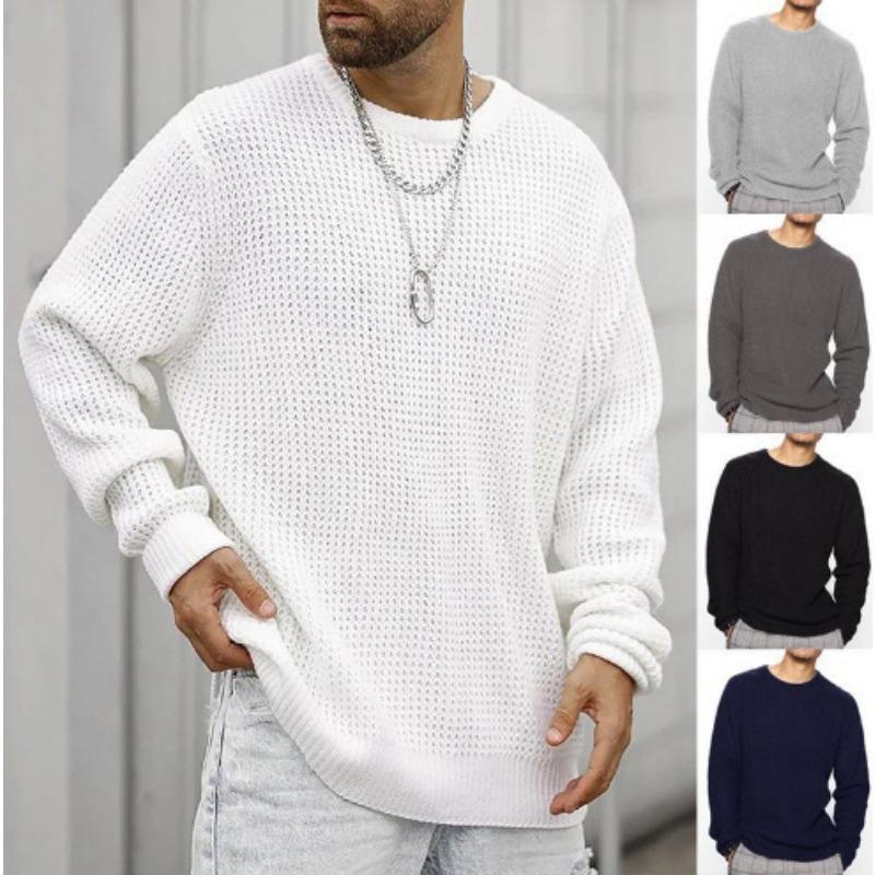 Men S Long Sleeve Crew Neck Loose Fit Casual Knit Sweater