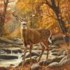 Diamond Painting Kit - Majestic Deer in Autumn Forest, Round Acrylic Diamonds, Unframed Wall Art & Craft Set, Perfect Surprise Gift for Animal Lovers,