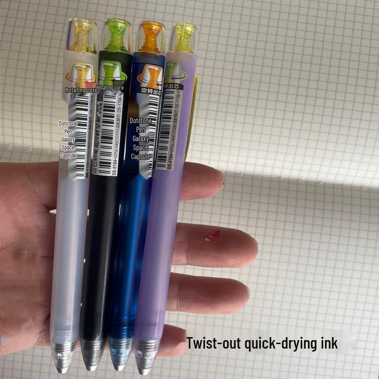 Galaxy Time and Space Capsule Rotating Pen - Quick-Dry, Silent, Large Capacity Black Signature Pen.