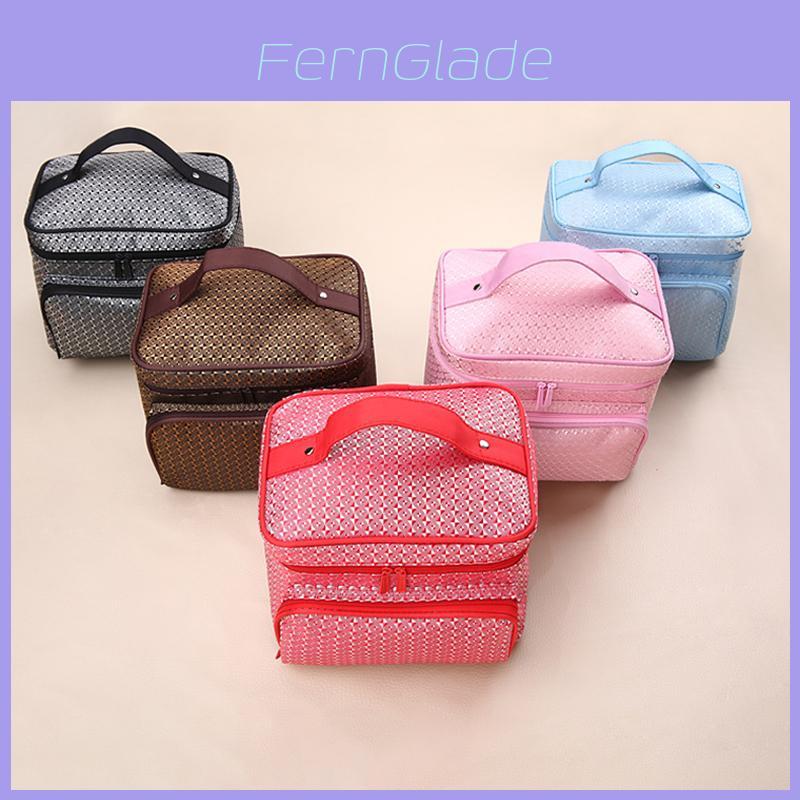 Portable Folding Large Capacity Makeup Bag For Women With Elegant Geometric Patterns In Various Colors