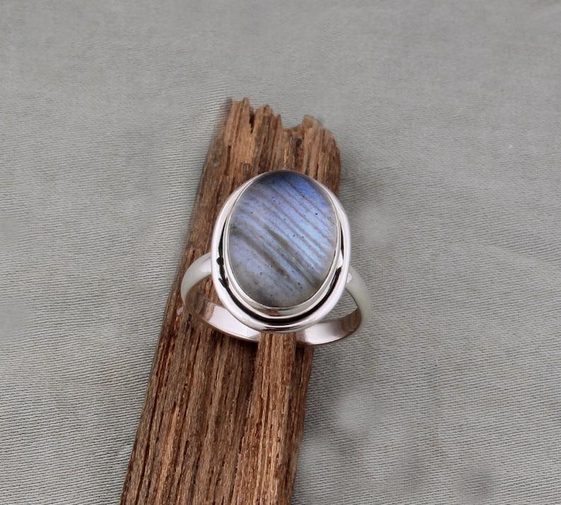 Solid 925 Sterling Silver Natural Labradorite Gemstone Ring, Mens Ring, Gift For Him