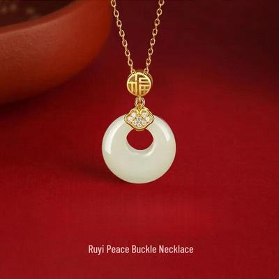 Elegant Hetian Jade Ruyi Clouds Pendant Necklace - S925 Silver, Perfect 520 Birthday Gift for Girlfriend