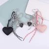 Leather Heart Bow Keychain Delicate Beaded Keyring Car Key Holder Bag Pendant Decoration For Girls Gift