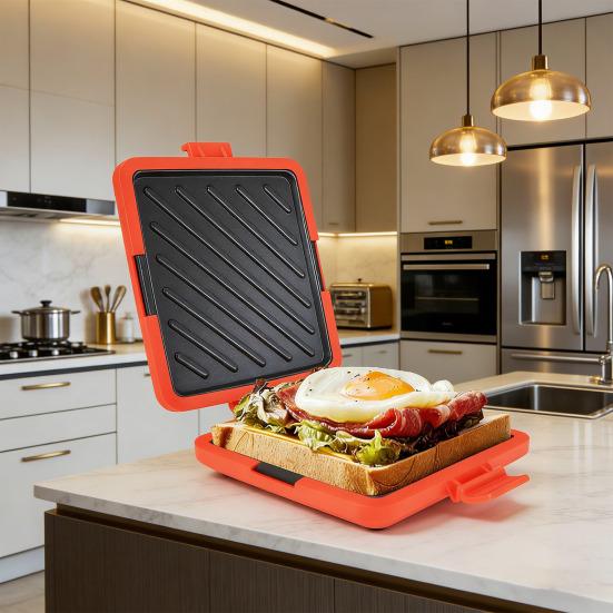 Microwave Toaster Sandwich Maker Baking Pan Non-Stick Dishwasher Safe Fast Even Cooking Sandwich Grill Pan for Home Office Breakfast