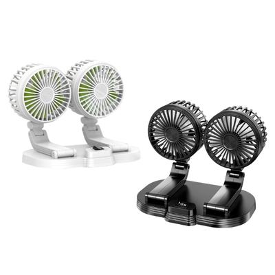 Car Dual Head Fan 360° Rotation 2 Gear Adjustable Cooling Fan for Vehicles Office Dashboard Mount USB Powered Cooler Fan