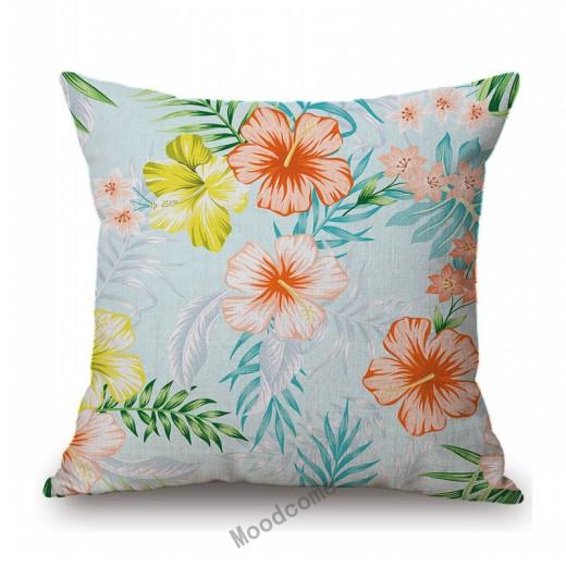 Morandi Color Jungle Flower Tropical Plant Leaf Garden Pattern Home Decorative Sofa Throw Pillow Case Cotton Linen Cushion Cover