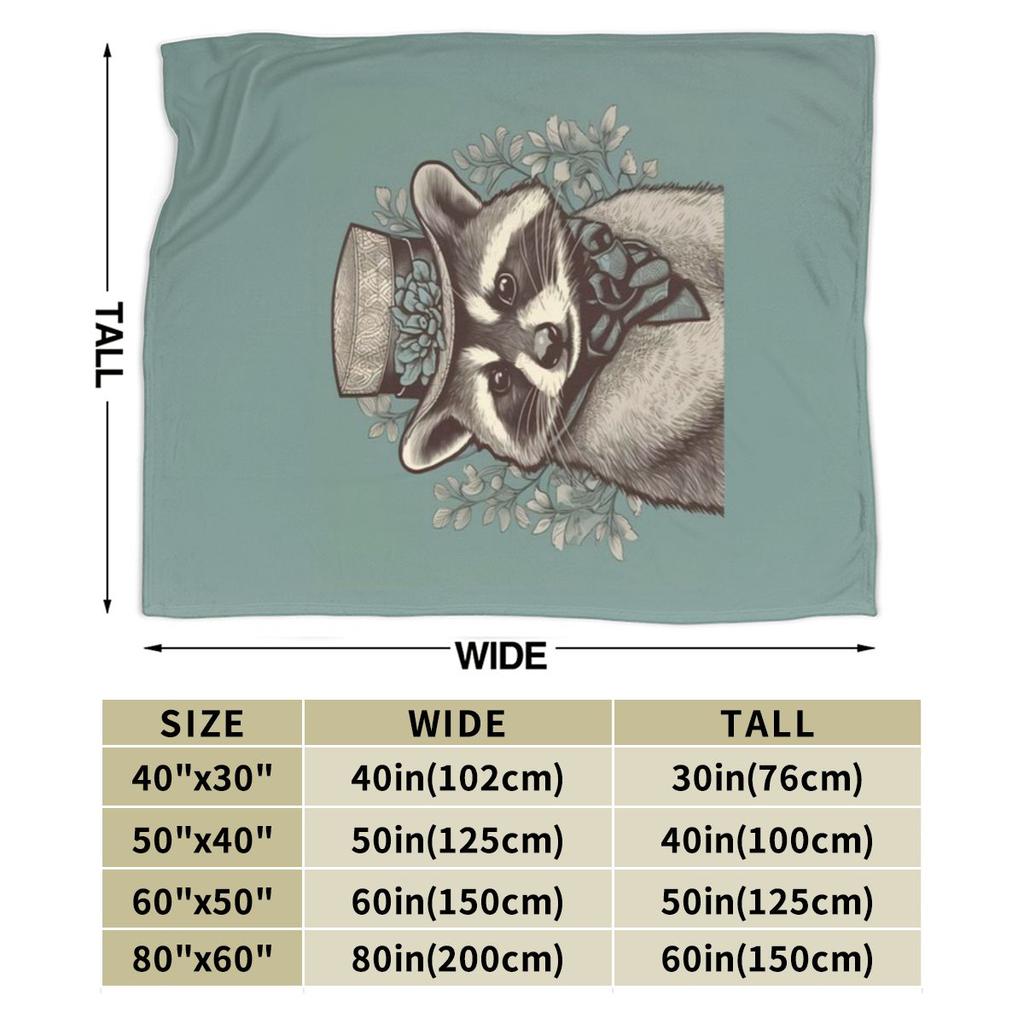Elegantes Art Deco Waschbär Porträt Benutzerdefiniert Warm Dekorieren Zuhause Eine UltraWeiche Mikrofaserdecke