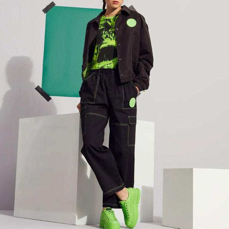 Puma X Santa Cruz Co-Branded Pocket Decor Costurado Flare Calça Casual Feminina Bottoms Preto 532248-01