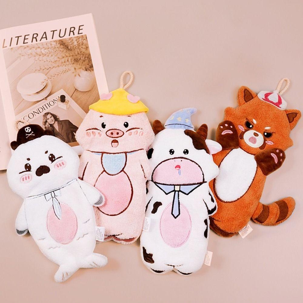 Thickened Animal Hand Towel Quick Drying Water-absorbing Bathroom Kerchief No Shedding Hanging Toilet Handkerchief Household
