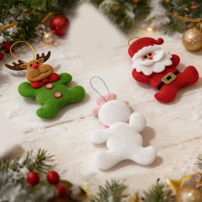 Christmas Character Ornament Soft Fabric with Filled Profile, Integrated Loop, and Placement Without Separate Tools