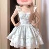 (Original Jacquard) Floral Dress Women's Summer New Small Flying Sleeves Fairy Princess Dress Waist Puffy Short Skirt