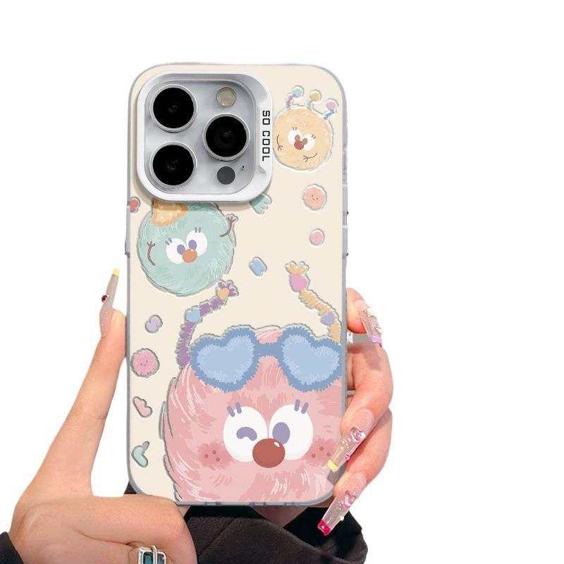 Cartoon Coal Ball iPhone 16 Pro Max Phone Case 15 Pro New 17 Color Silver MD Premium Color Block Protective Case