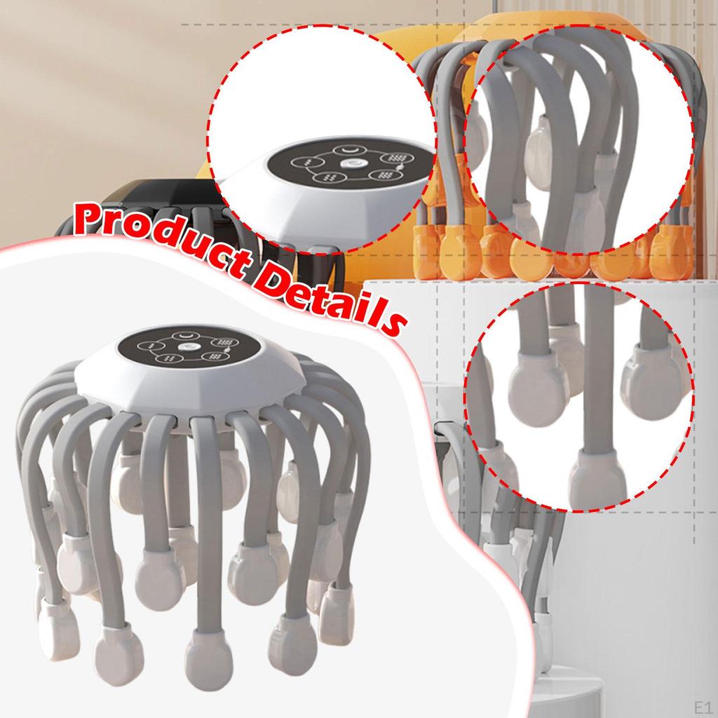 Head Massager Easy Use Gift Relaxation 5 Adjustable Modes Soft Octopus Claws