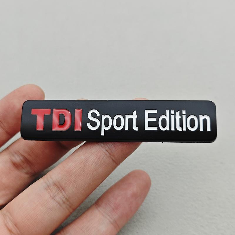 YKPSC1 3D Metal Red TDI Sport Edition Logo Turbo Car Letter Sticker Emblem Chrome Badge Decals For VW Polo Golf TT JETTA GTI Touareg