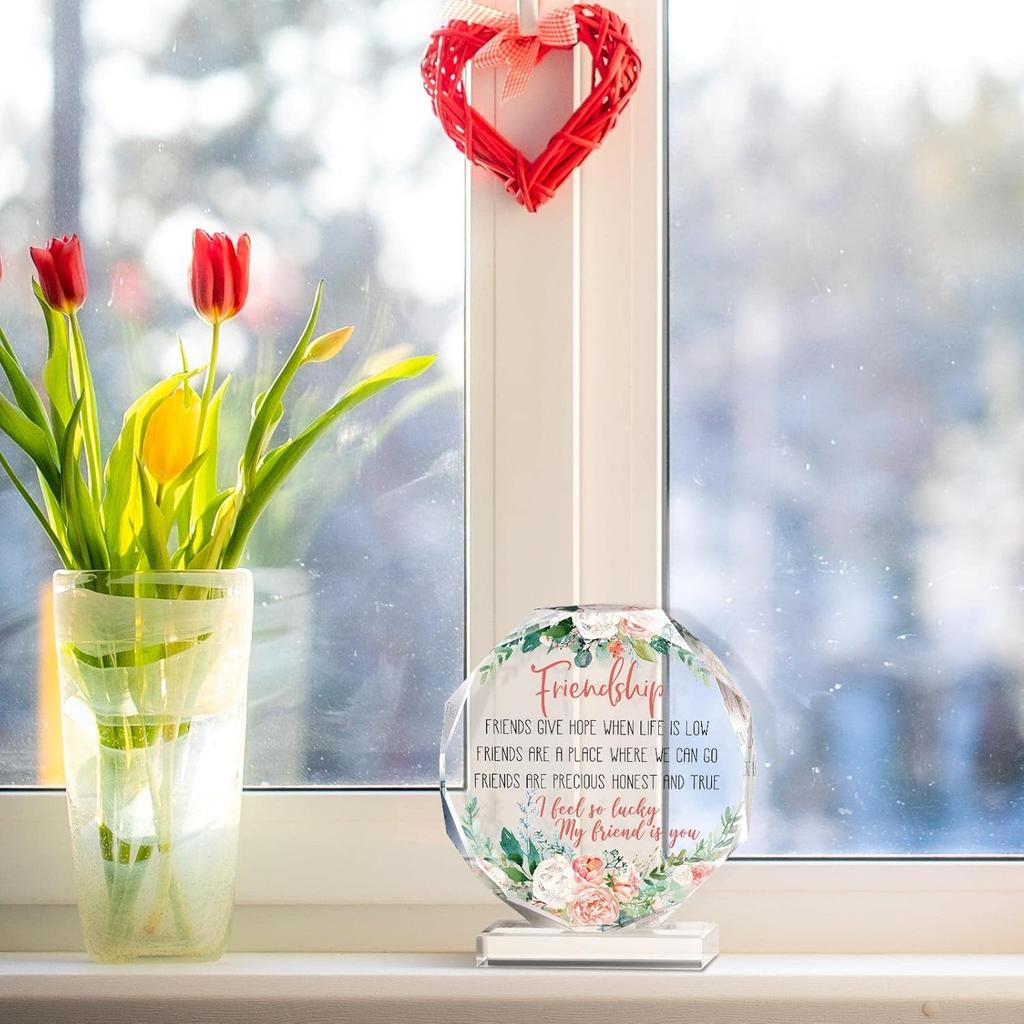 Spiareal Gift for Friend Friendship Women Friend Friendship Birthday Cheer up Gift Acrylic Heart Butterfly Keepsake Paperweight for Home Office Table